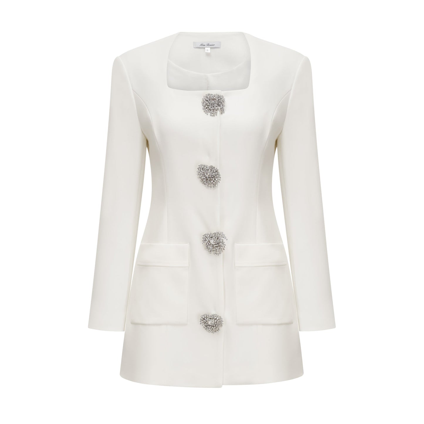 Fionnghuala Beyaz Kristal İşlemeli Mini Elbise