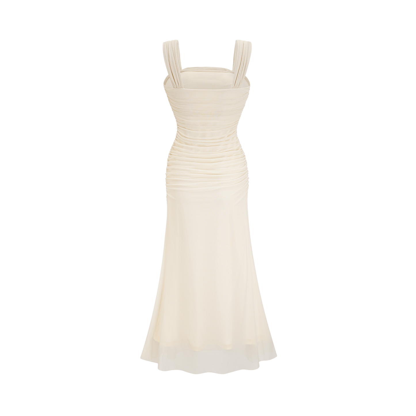 Giulia off-white mesh pleated midi dress