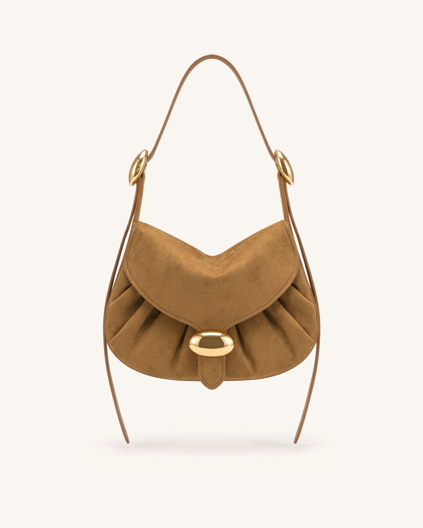 Avery Faux Suede Draped Hobo Bag - Camel
