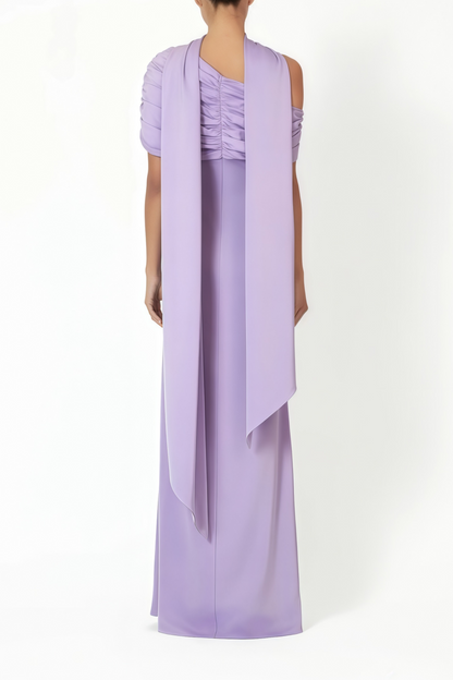 Benedetta Lilac One Shoulder Satin Maxi Dress