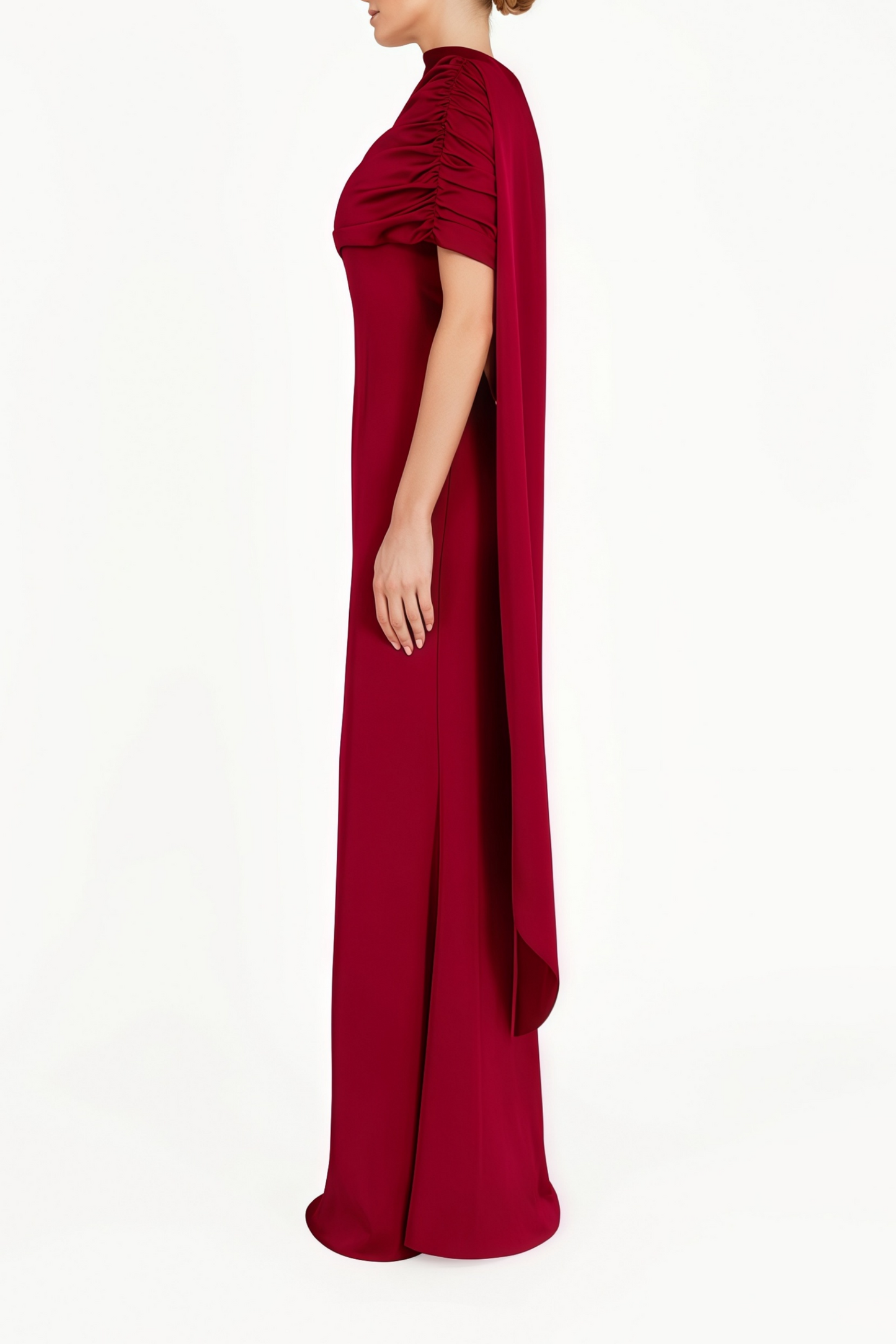 Benedetta Kırmızı Tek Omuz Saten Maxi Elbise