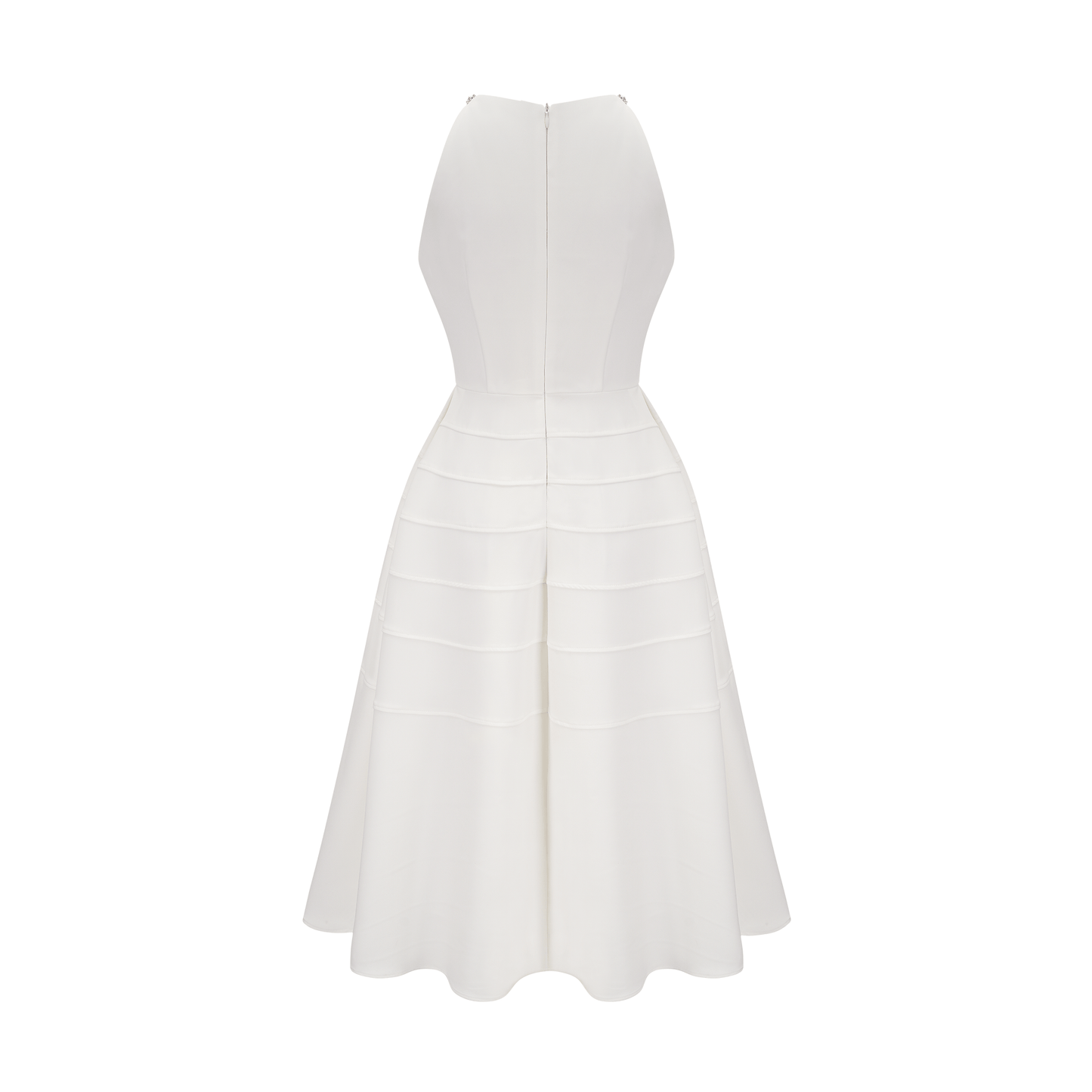 Inès white crystal-embellished midi dress
