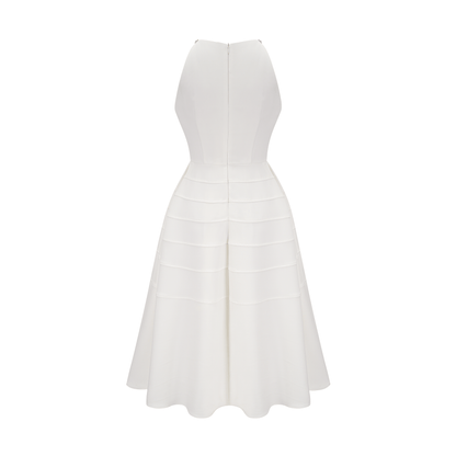 Inès white crystal-embellished midi dress