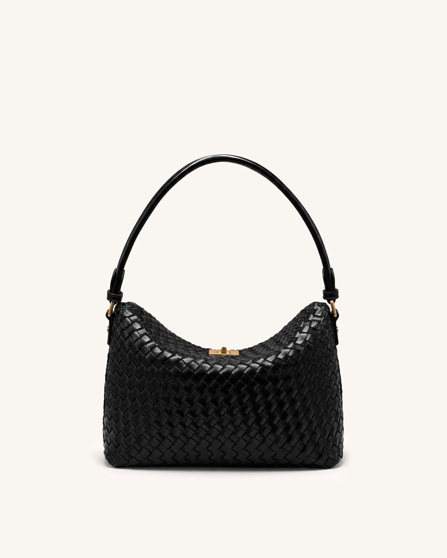 Lucia Woven Hobo Bag - Black