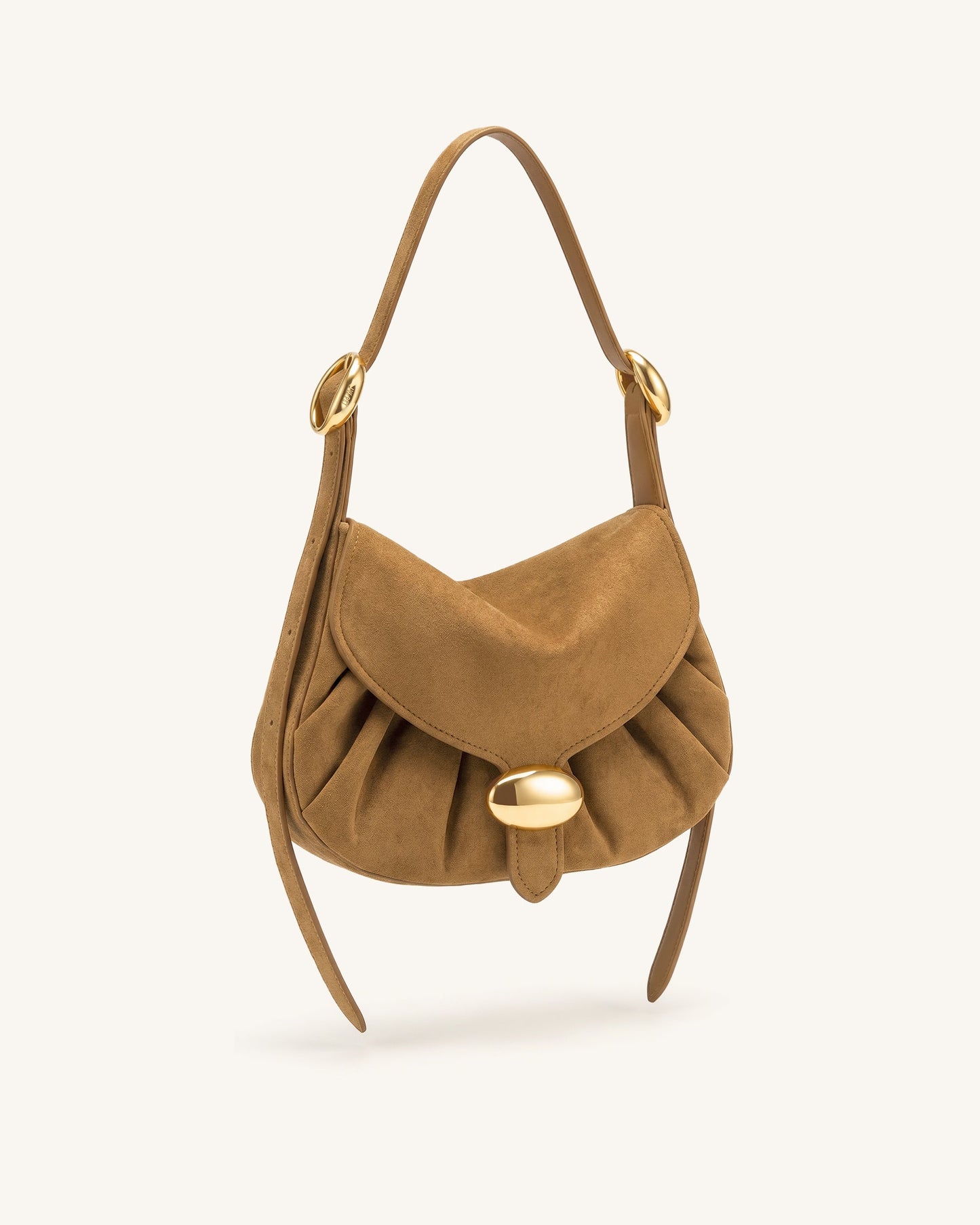 Avery Faux Suede Draped Hobo Bag - Camel