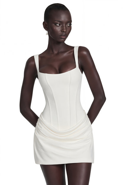 Paulette Beyaz Dantelli Bodycon Mini Elbise