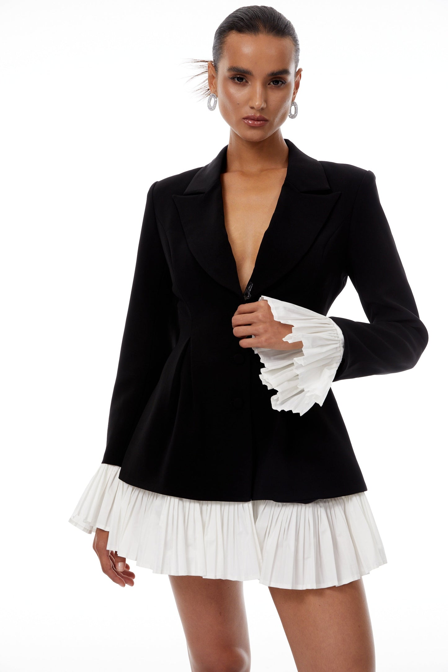 Rébecca Renk Bloklu Mini Blazer Elbise