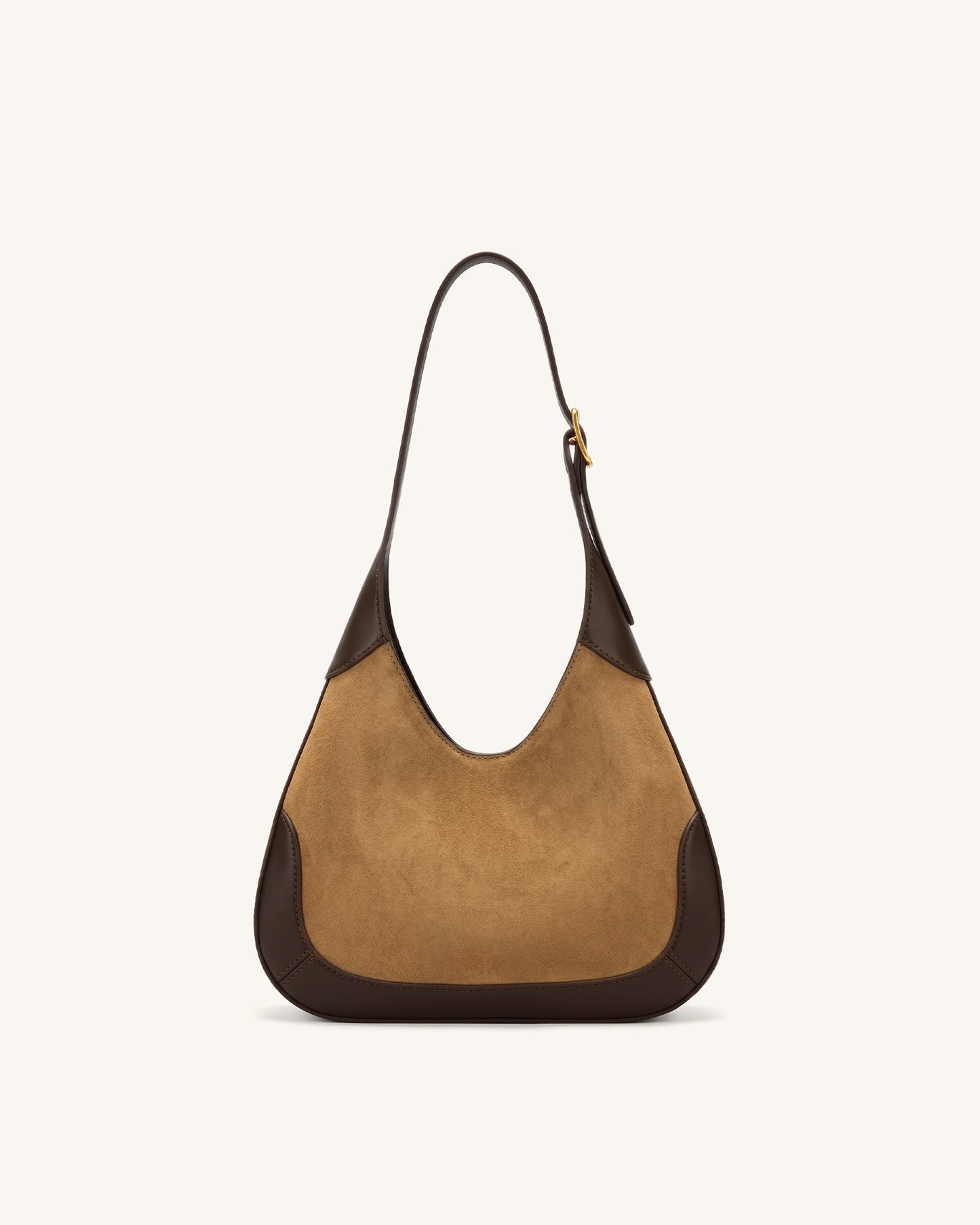 Willow Faux Suede Trim Hobo Bag - Brown