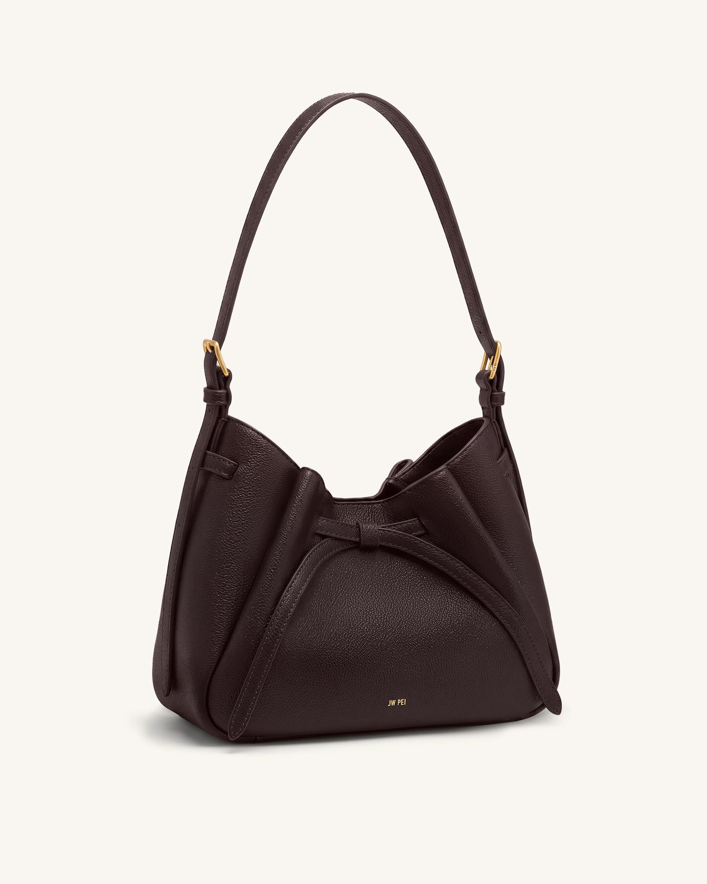 Mabel Soft Bow Shoulder Bag - Dark Brown
