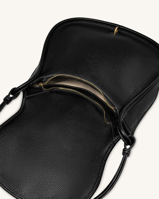 Arla Small Hobo Bag - Black Pebbled