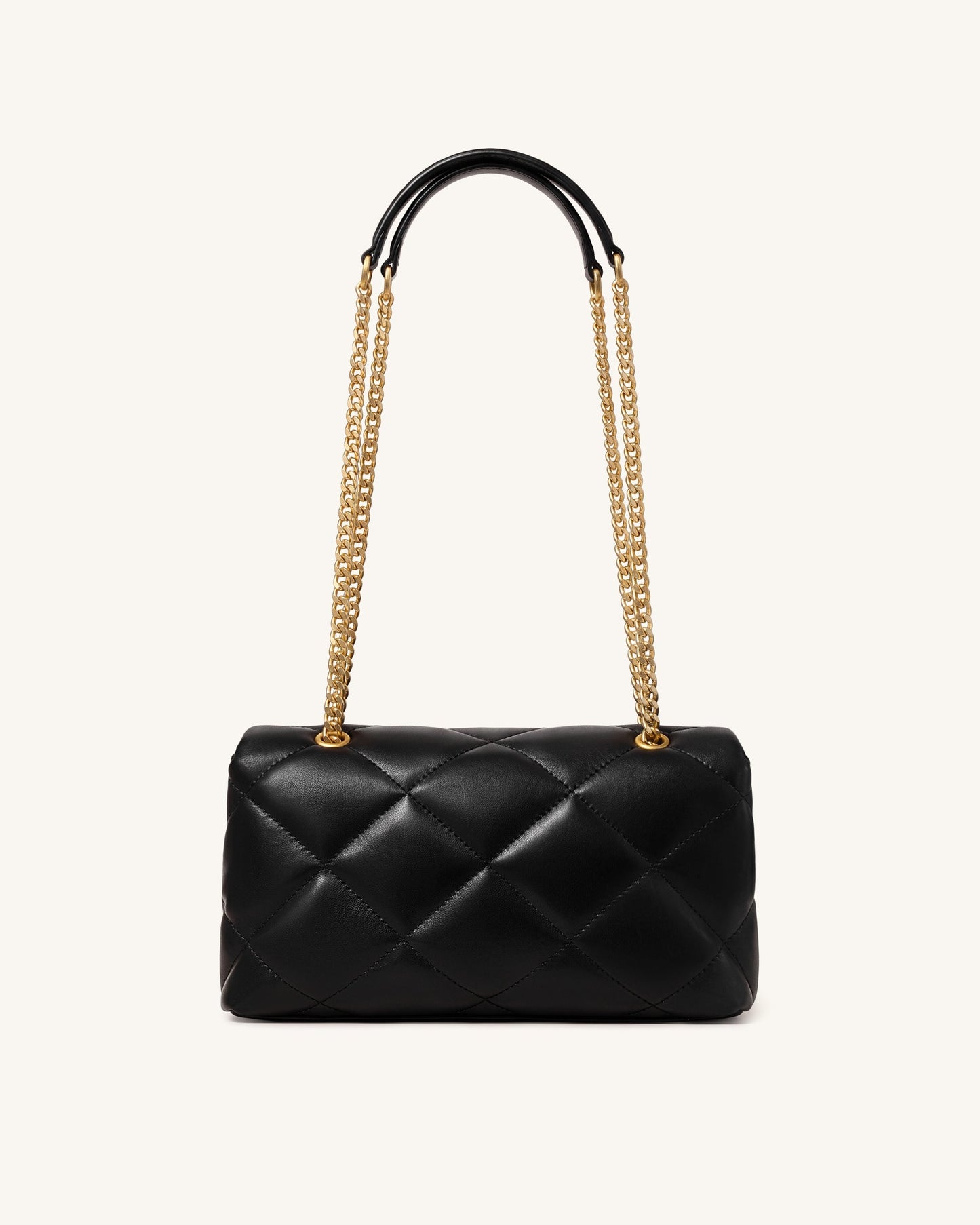Valerie Puffy Bar-Lock Shoulder Bag - Black