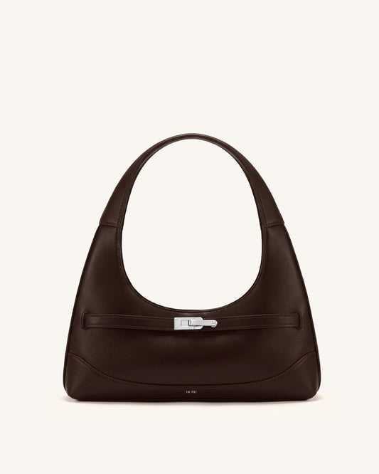 Noelle Belted Shoulder Bag - Dark Brown