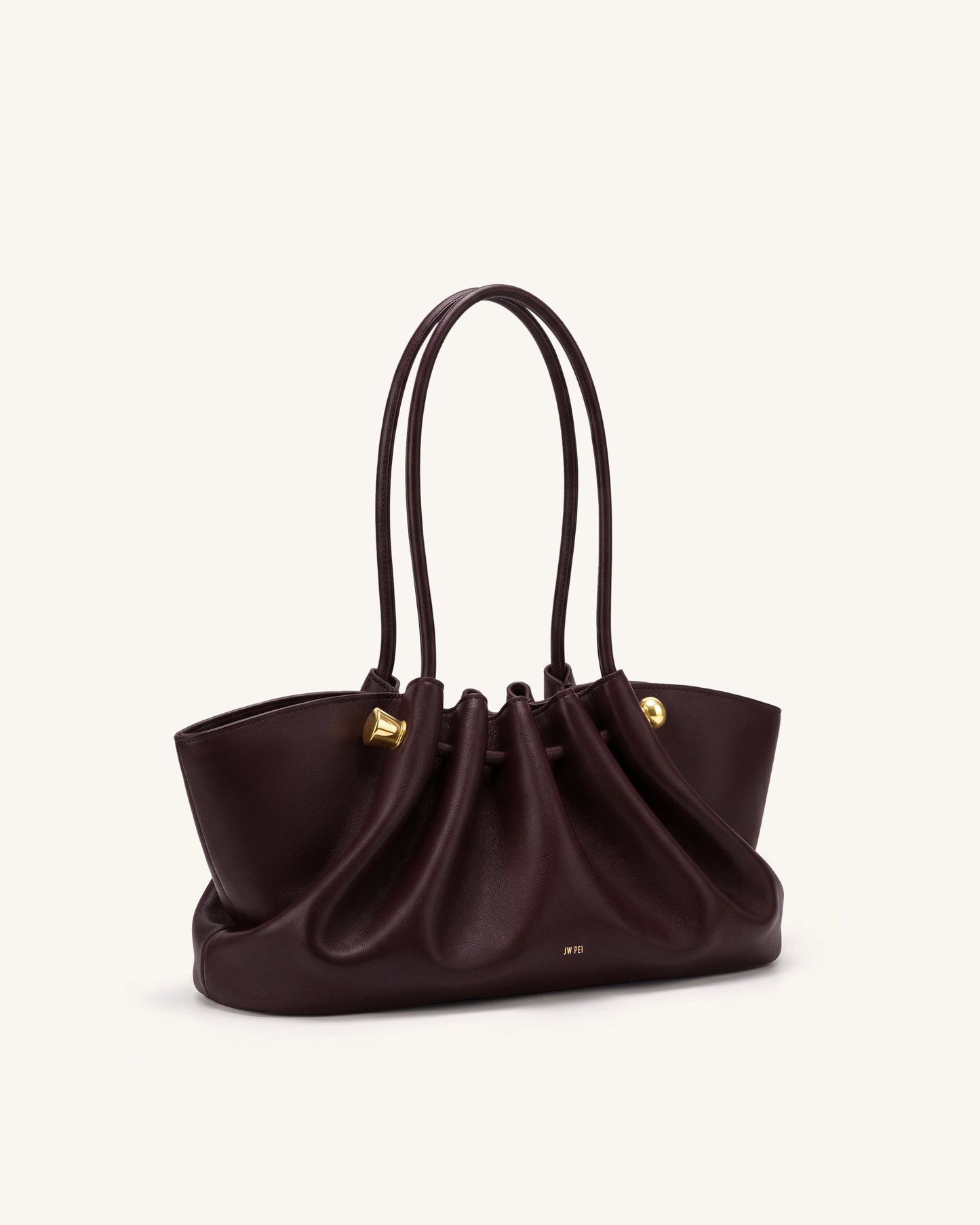 Naomi Gathered Long Handle Shoulder Bag - Deep Burgundy