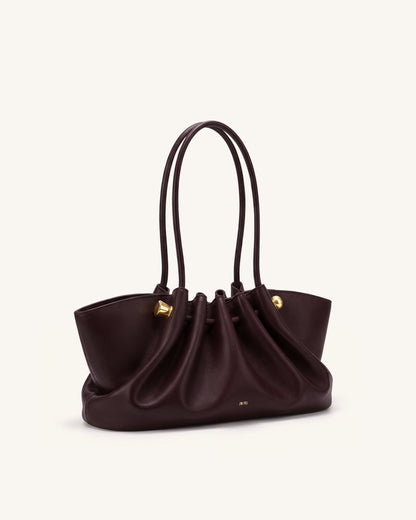 Naomi Gathered Long Handle Shoulder Bag - Deep Burgundy