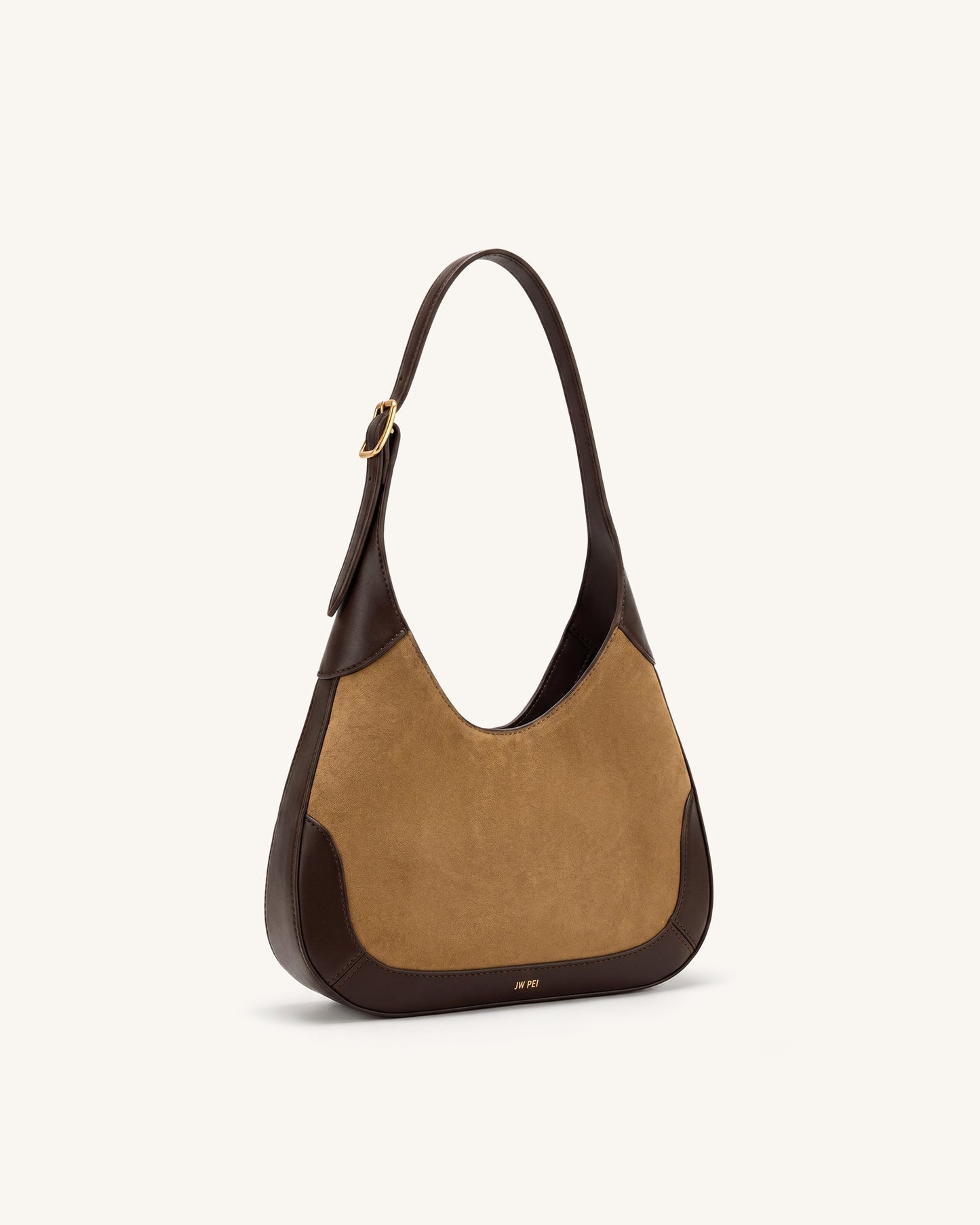 Willow Faux Suede Trim Hobo Bag - Brown