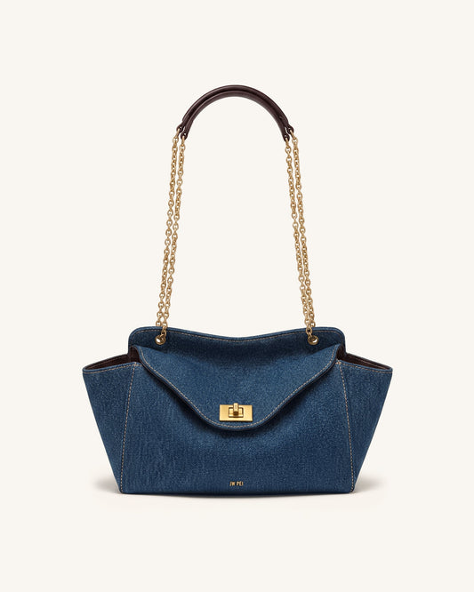Lucia Envelope Chain Shoulder Bag - Blue Denim