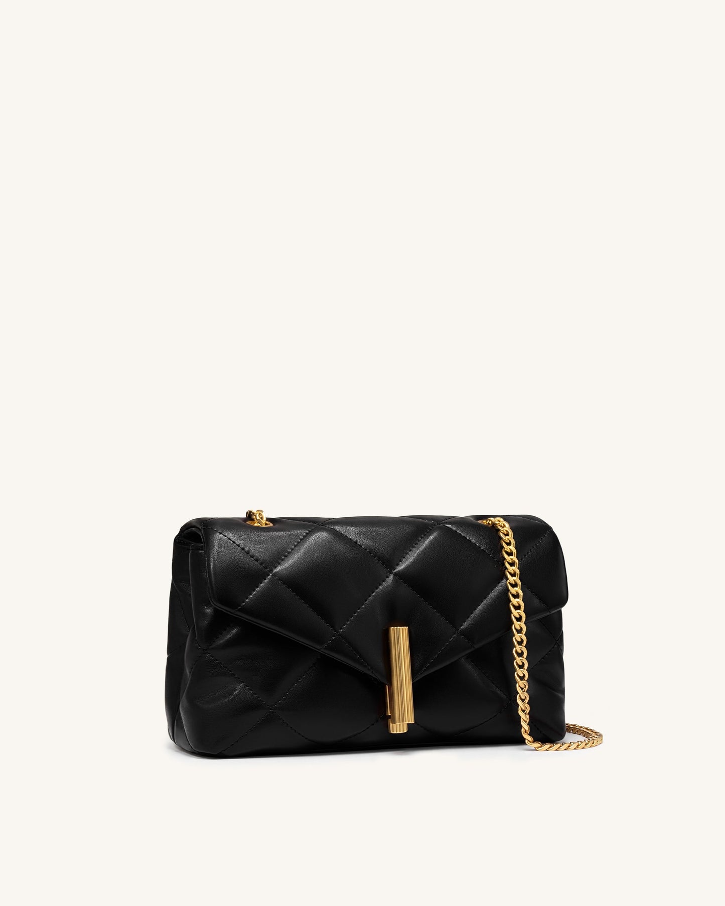Valerie Puffy Bar-Lock Shoulder Bag - Black
